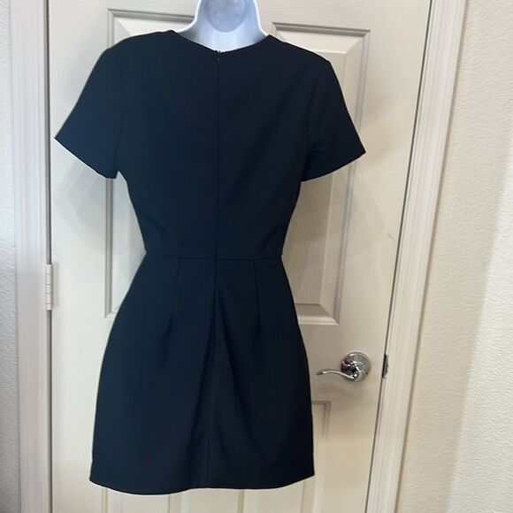 Faith In Love Dress Sz 8 Black Mini Cutout V Neck Short Sleeve Zipper Back Lined - Picture 5 of 8